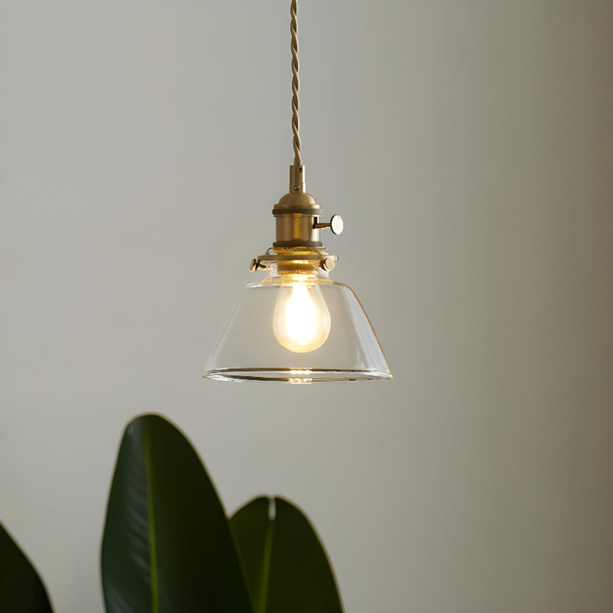 Vintage Transparent Glass Pendant Light Image - 13