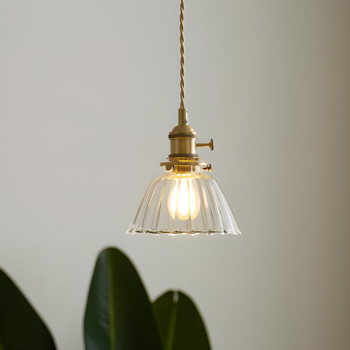 Vintage Transparent Glass Pendant Light Image - 15