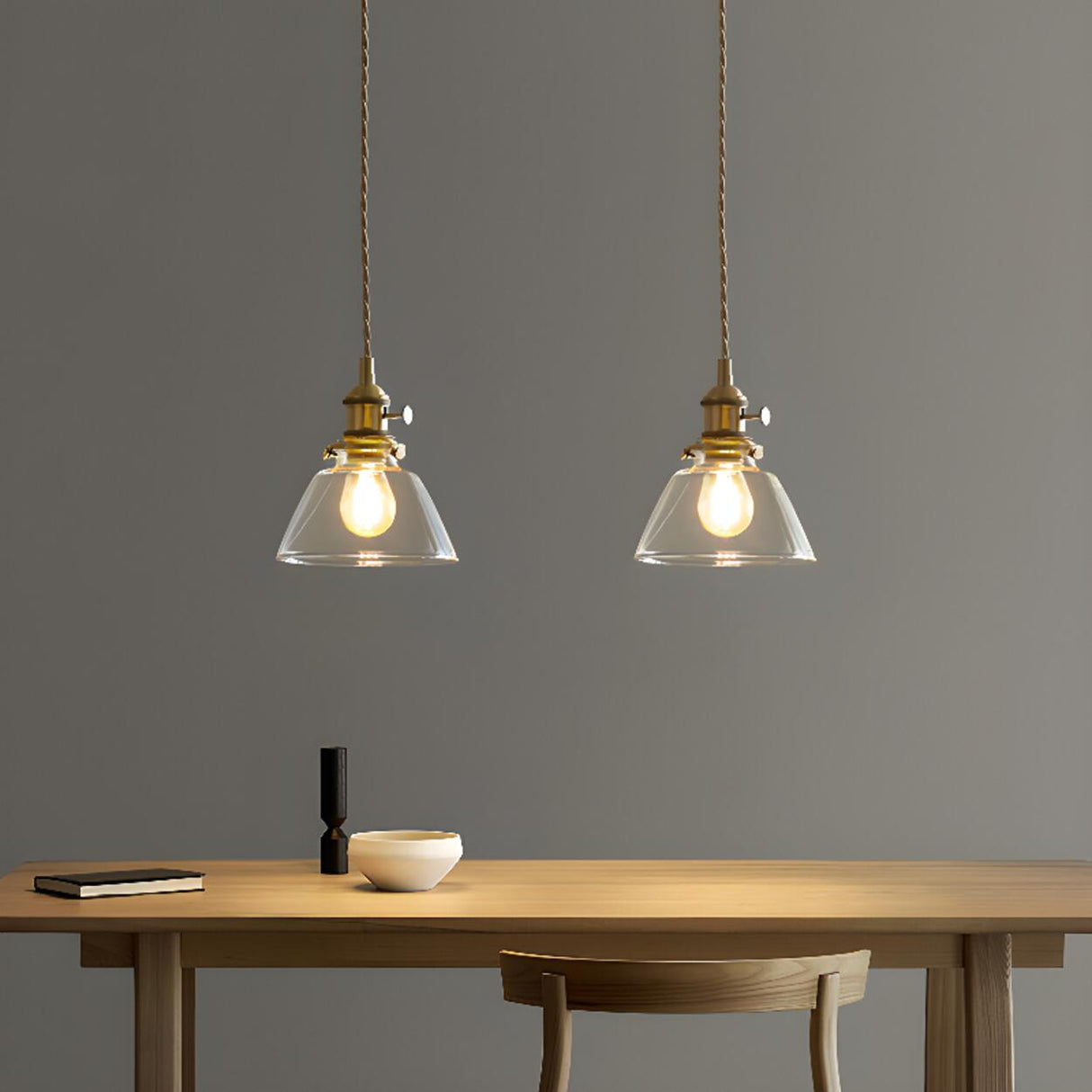 Vintage Transparent Glass Pendant Light Image - 3