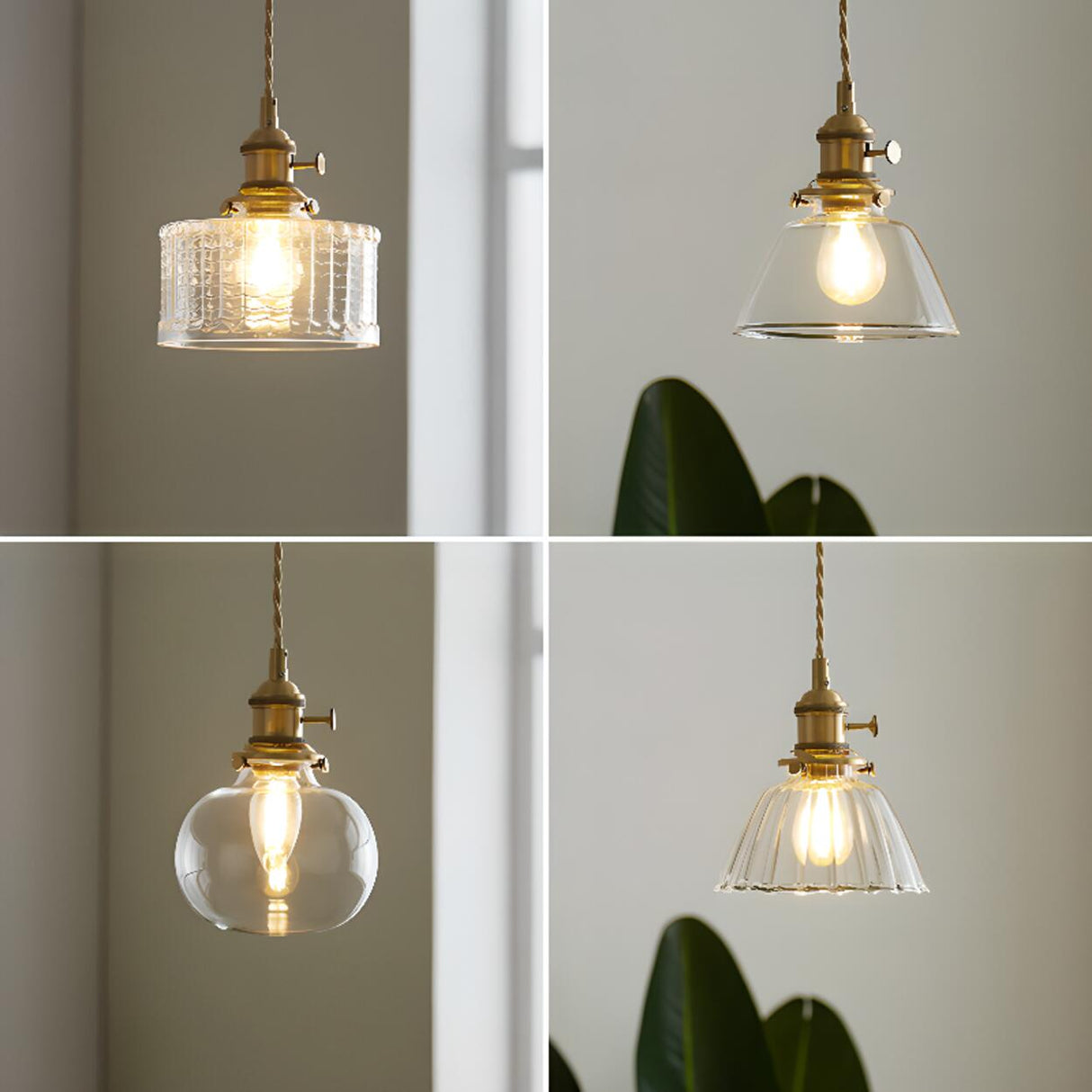 Vintage Transparent Glass Pendant Light Image - 4
