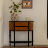 Vintage Two-Drawer Wood Narrow Console Table with Shelf Image - 1