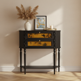 Vintage Two-Drawer Wood Narrow Console Table with Shelf Image - 13