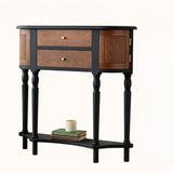 Vintage Two-Drawer Wood Narrow Console Table with Shelf Image - 3