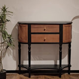 Vintage Two-Drawer Wood Narrow Console Table with Shelf Image - 4