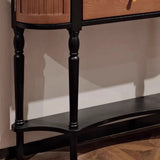 Vintage Two-Drawer Wood Narrow Console Table with Shelf Image - 7