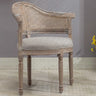 Vintage Upholstered Distressed Wood Cane Back Dining Chair Image - 3