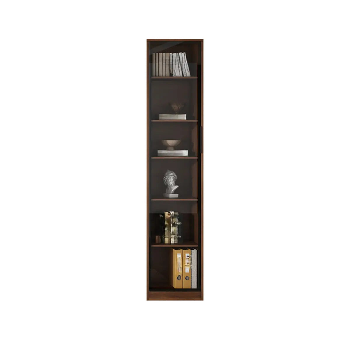 Vintage Vertical Glass Doors Timber Tall Bookcases Image - 2