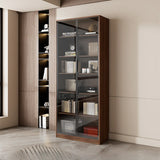 Vintage Vertical Glass Doors Timber Tall Bookcases Image - 5