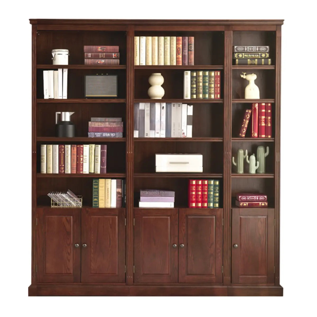 Vintage Vertical Solid Walnut Tall Storage Bookcase Image - 10