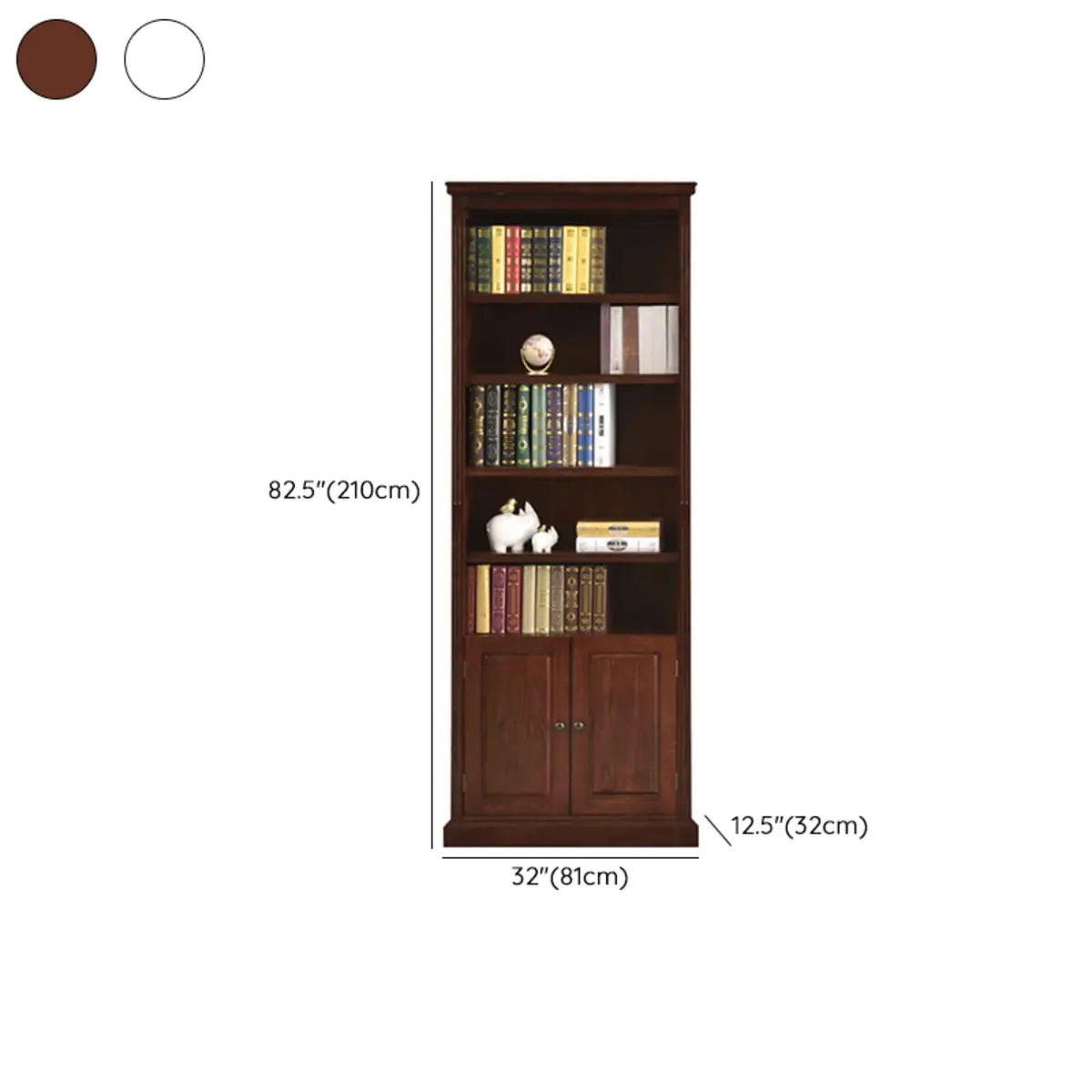 Vintage Vertical Solid Walnut Tall Storage Bookcase 
