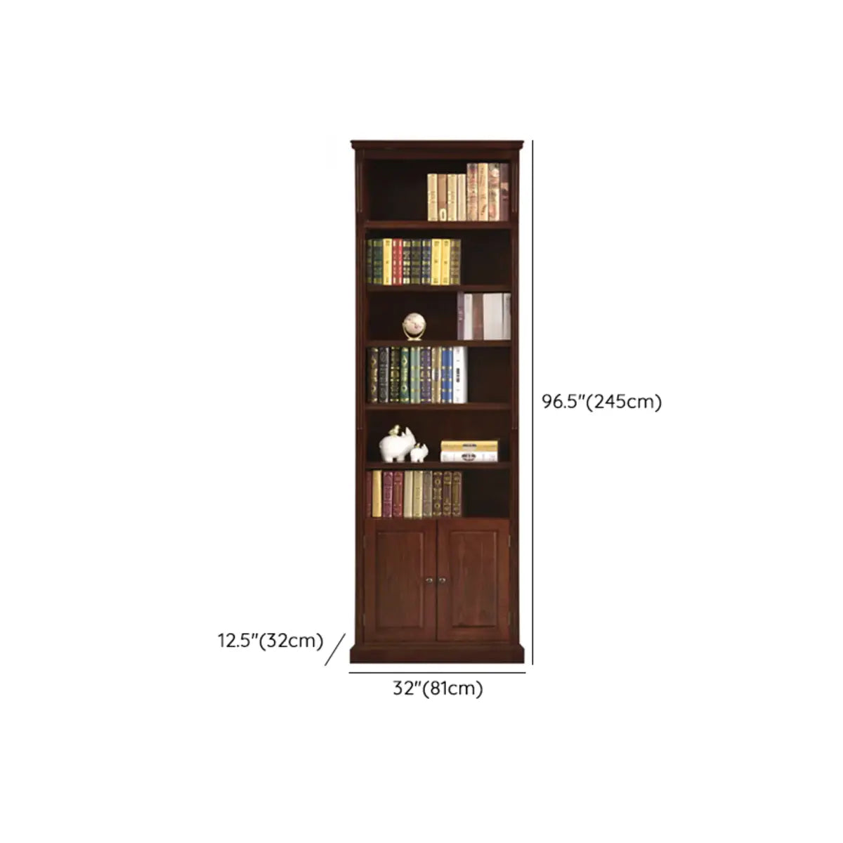 Vintage Vertical Solid Walnut Tall Storage Bookcase Image - 18