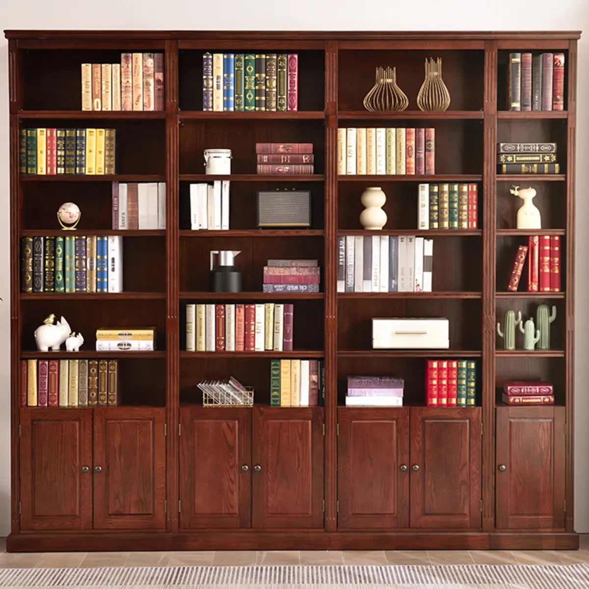 Vintage Vertical Solid Walnut Tall Storage Bookcase Image - 4