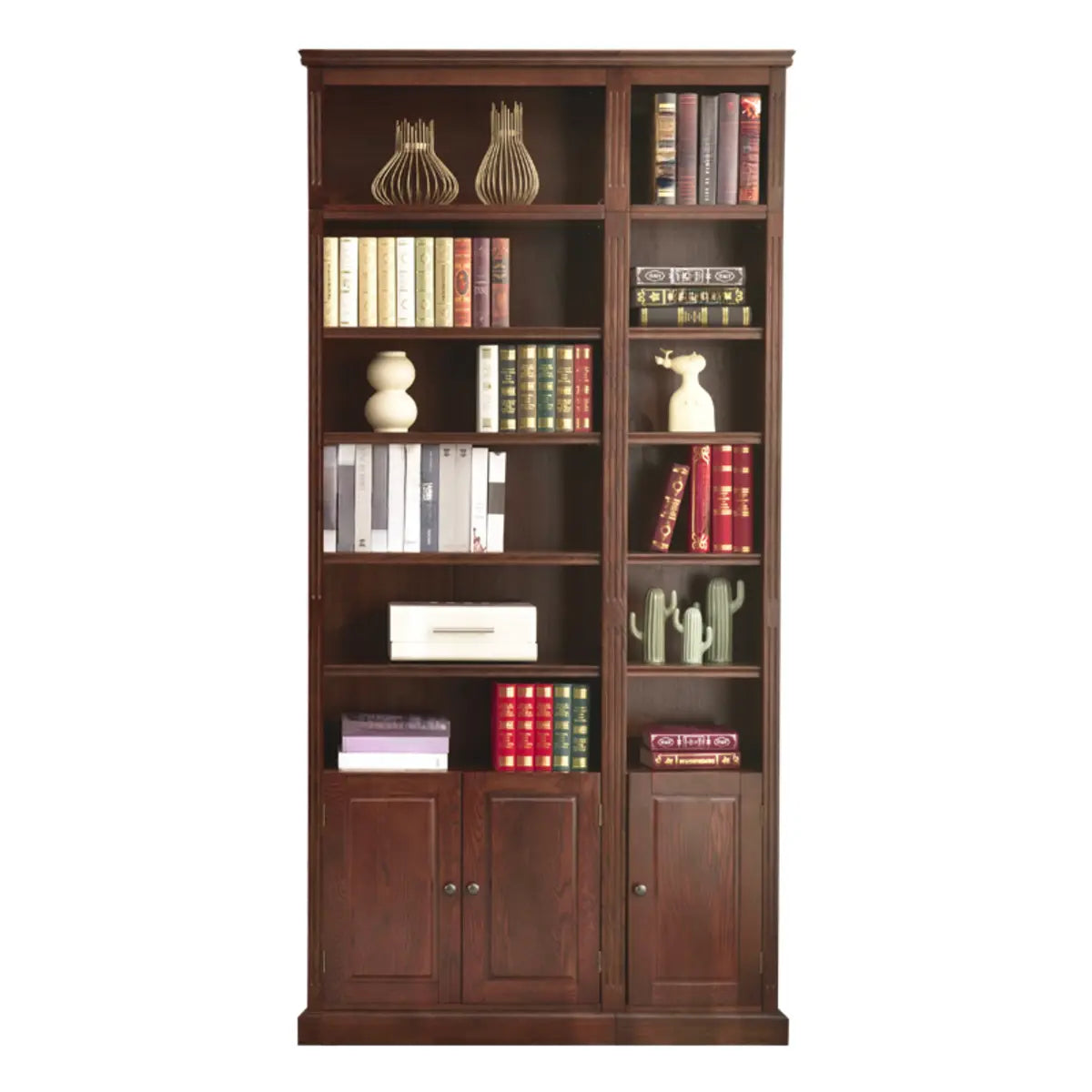 Vintage Vertical Solid Walnut Tall Storage Bookcase Image - 5
