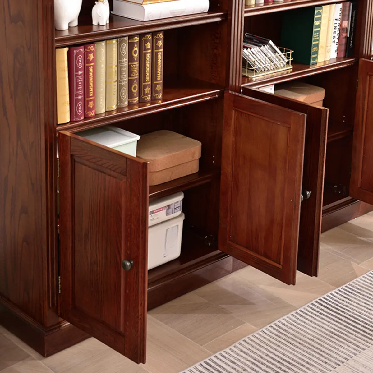 Vintage Vertical Solid Walnut Tall Storage Bookcase Image - 6