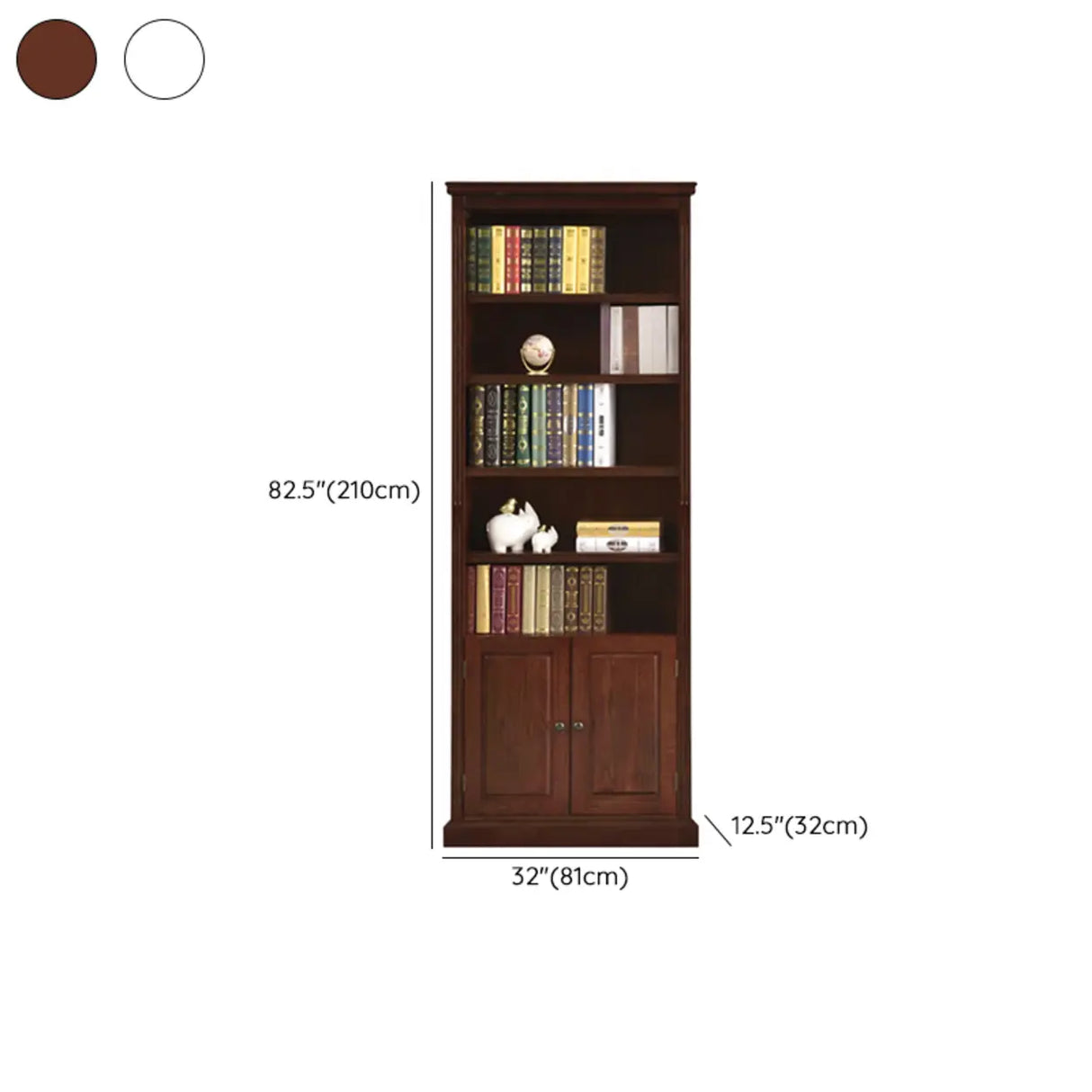 Vintage Vertical Walnut Tall Storage Bookcase 