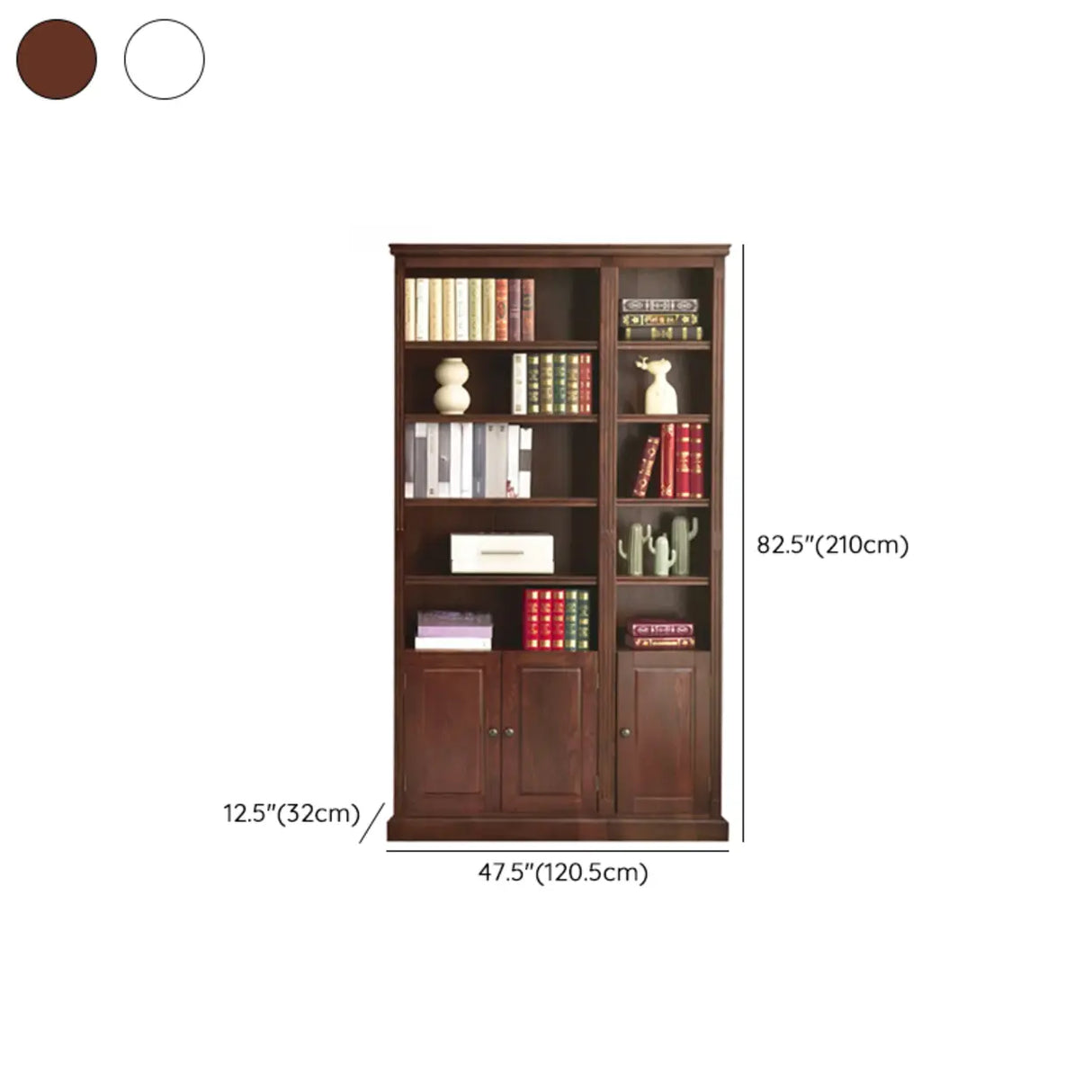 Vintage Vertical Walnut Tall Storage Bookcase Image - 17
