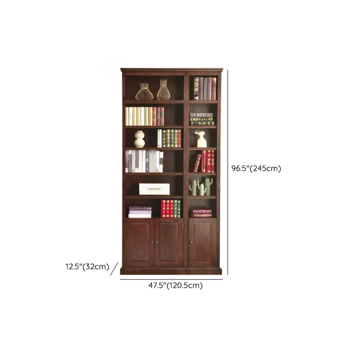 Vintage Vertical Walnut Tall Storage Bookcase Image - 19
