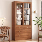 Vintage Vertical Wood Brown Storage Barrister Bookcase Image - 10