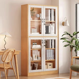 Vintage Vertical Wood Brown Storage Barrister Bookcase Image - 16