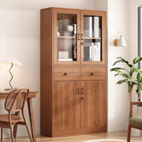 Vintage Vertical Wood Brown Storage Barrister Bookcase Image - 17