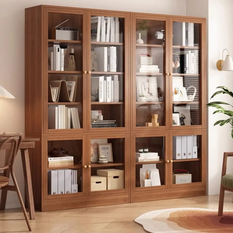 Vintage Vertical Wood Brown Storage Barrister Bookcase Image - 1