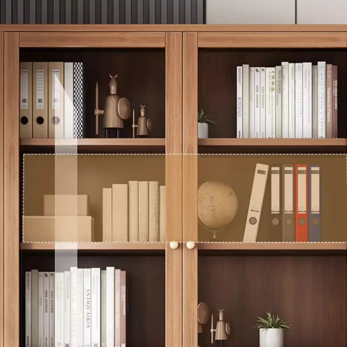 Vintage Vertical Wood Brown Storage Barrister Bookcase Image - 6