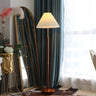 Vintage Walnut Metal Floor Lamp with Pleated Shade Image - 3