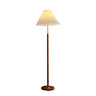 Vintage Walnut Metal Floor Lamp with Pleated Shade Image - 5