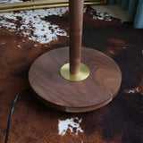 Vintage Walnut Metal Floor Lamp with Pleated Shade Image - 8
