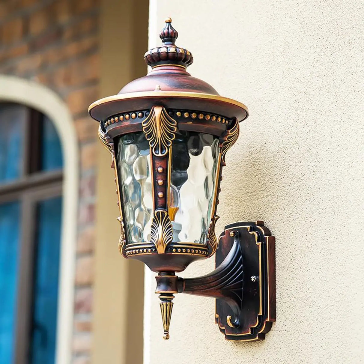 Vintage Waterproof Brass Exterior Wall Lantern Light Image - 12