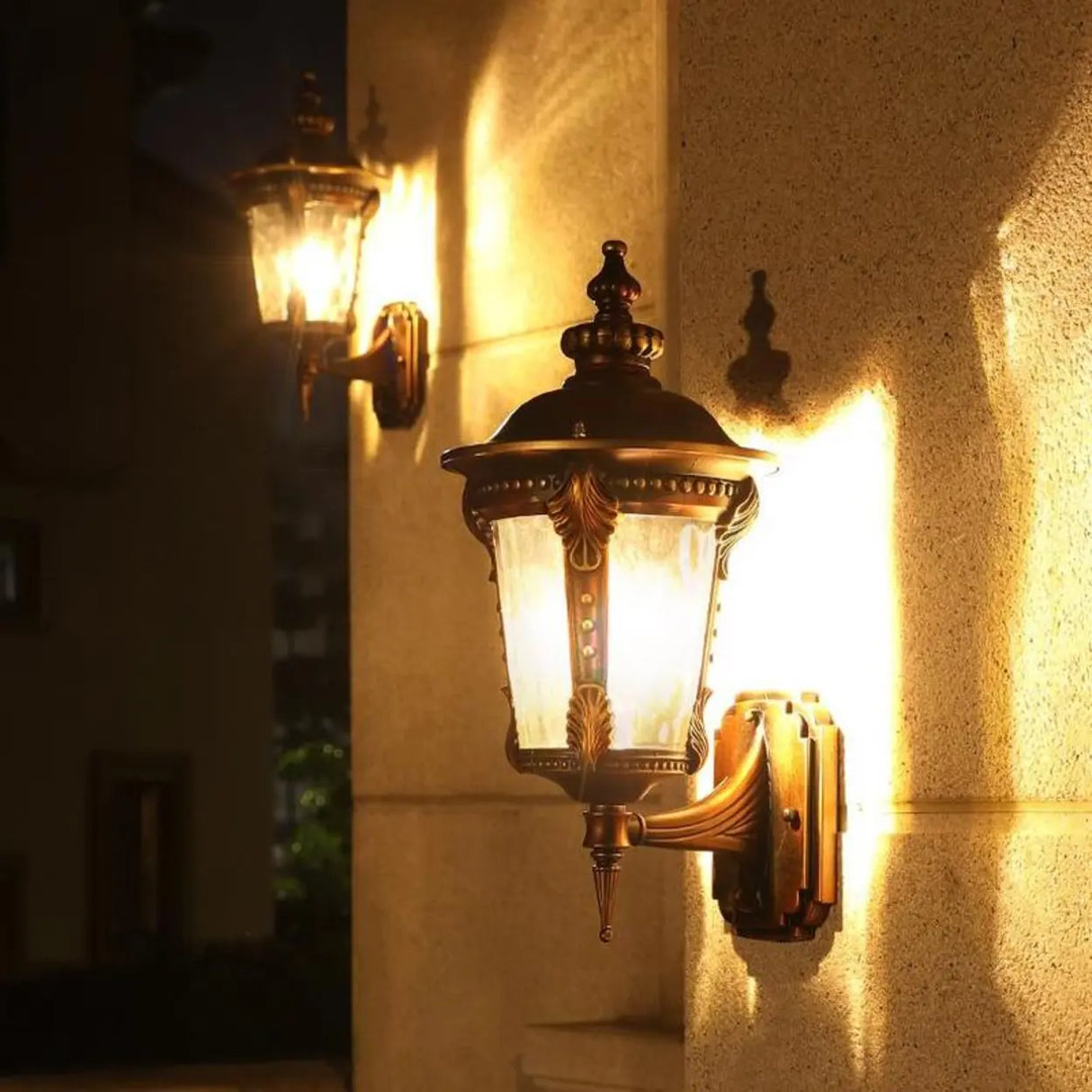 Vintage Waterproof Brass Exterior Wall Lantern Light Image - 5