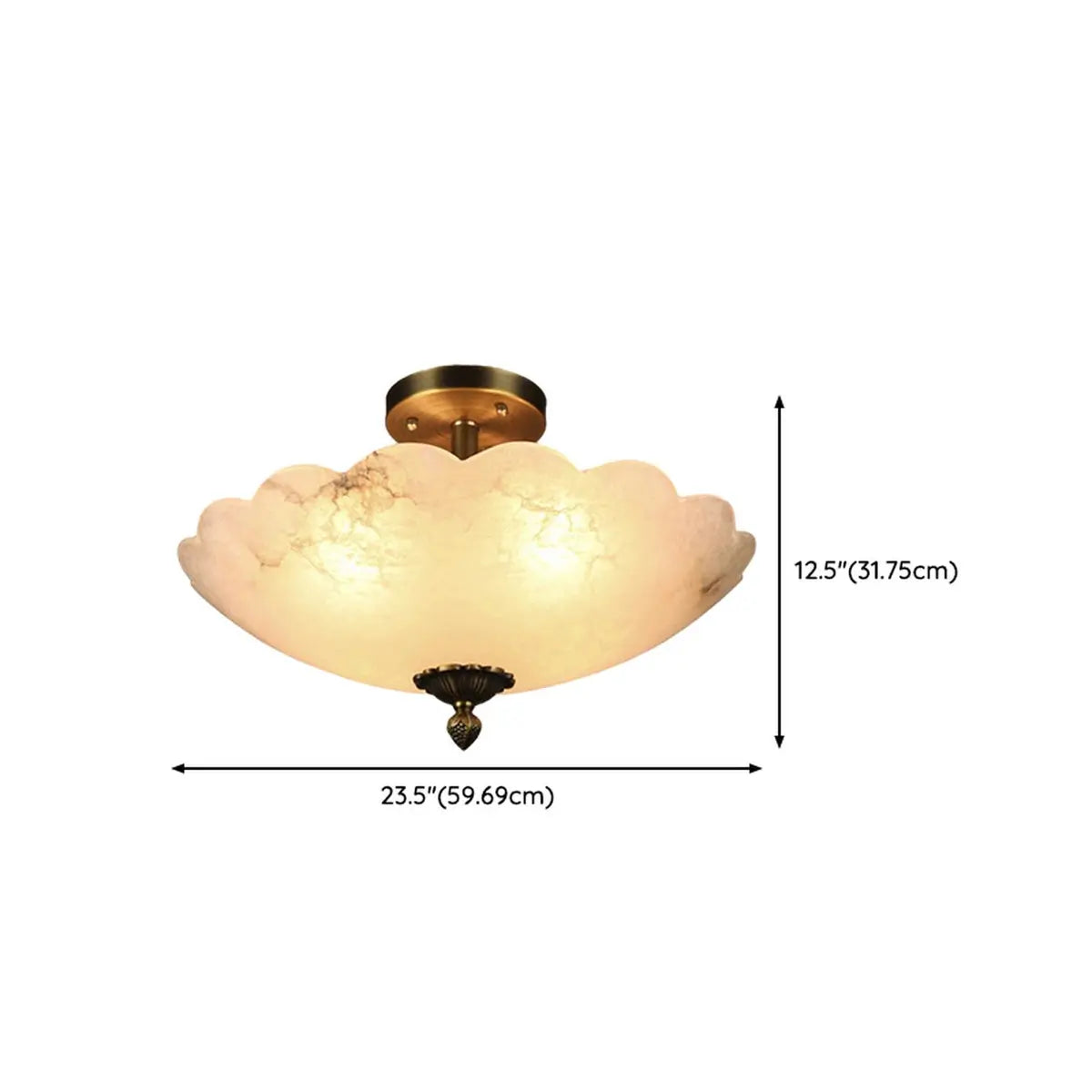 Vintage White Alabaster Floral Brass Bedroom Chandelier Image - 20