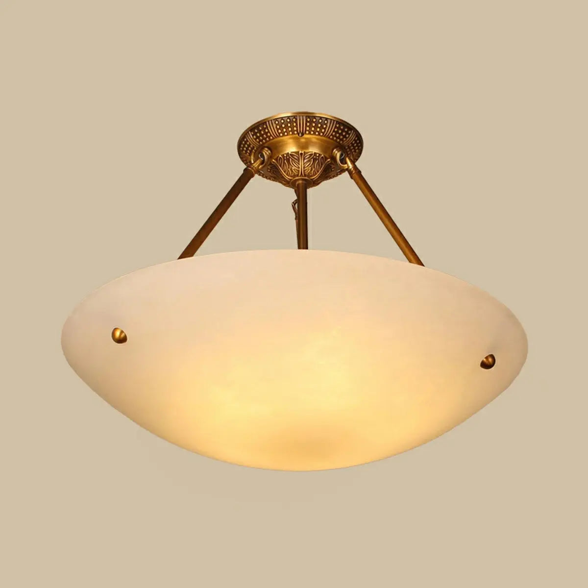 Vintage White Alabaster Floral Brass Bedroom Chandelier Image - 3