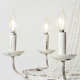 Vintage White Beaded Candle Chandelier Adjustable Height Image - 12