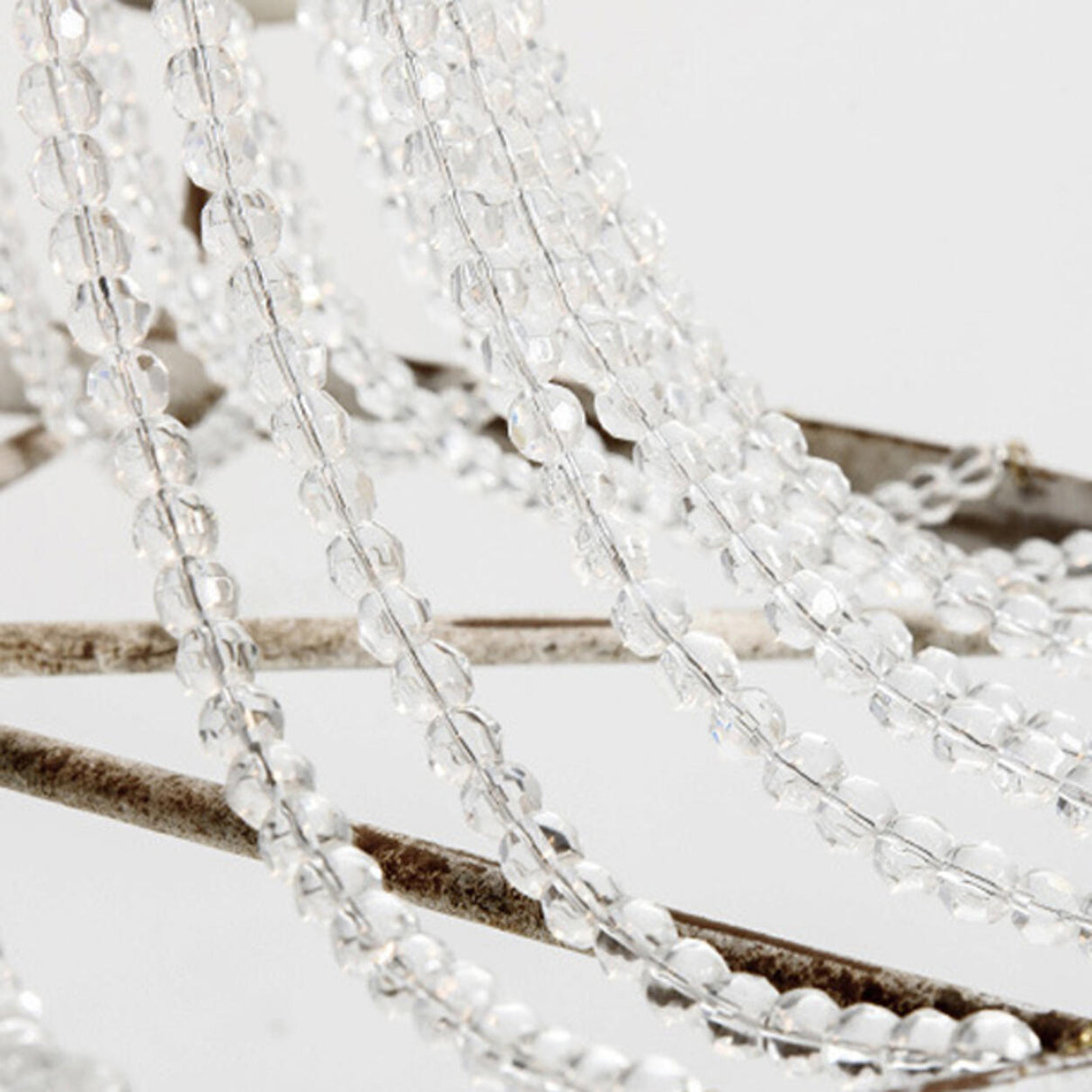 Vintage White Beaded Candle Chandelier Adjustable Height Image - 13
