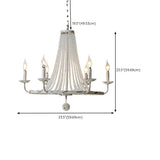 Vintage White Beaded Candle Chandelier Adjustable Height Image - 16