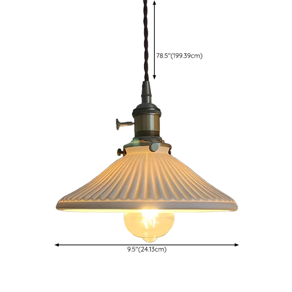 Vintage White Ceramic Floral Pendant Ceiling Light Image - 10