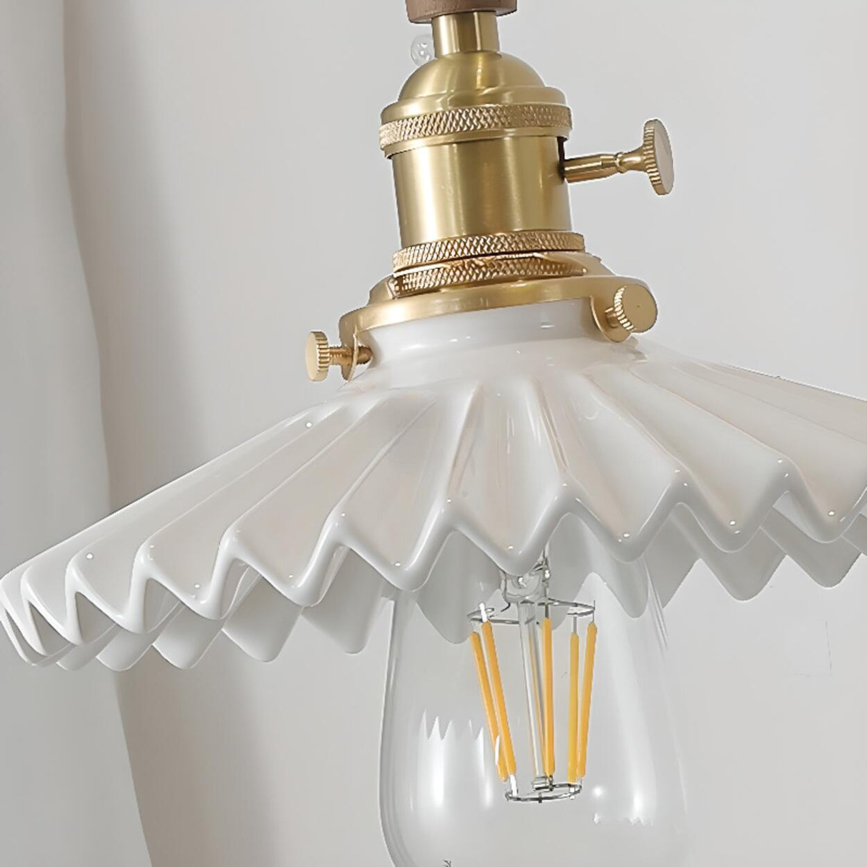 Vintage White Ceramic Floral Pendant Ceiling Light Image - 6