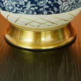 Vintage White Fabric Shade Globe Ceramic Table Lamp Image - 9