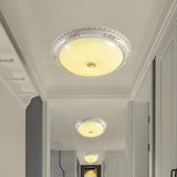 Vintage White Glass Bowl LED Flush Mount Ceiling Light Image - 1