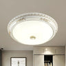 Vintage White Glass Bowl LED Flush Mount Ceiling Light Image - 2