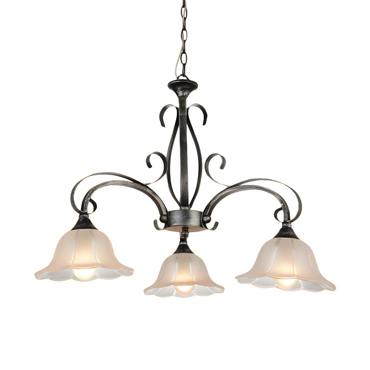 Vintage White Glass Flower Pendant Light Chandelier Image - 3