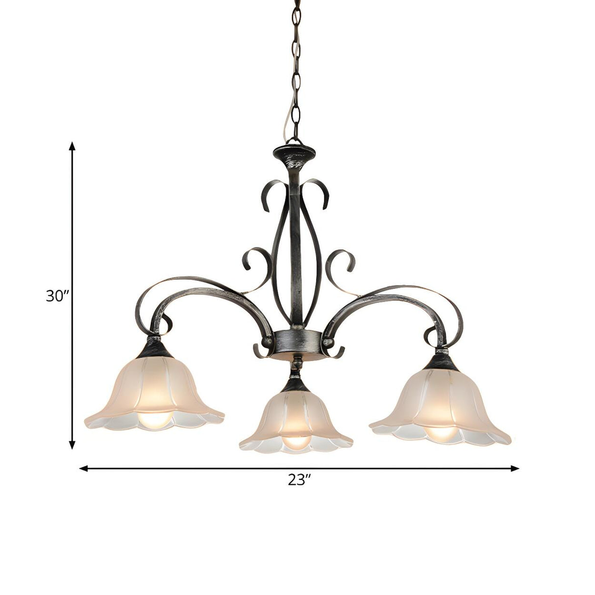 Vintage White Glass Flower Pendant Light Chandelier 