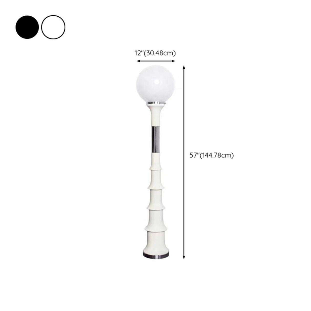 Vintage White Globe and Space Age Bamboo Floor Lamp 