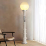 Vintage White Globe and Space Age Bamboo Floor Lamp Image - 4