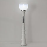 Vintage White Globe and Space Age Bamboo Floor Lamp Image - 6