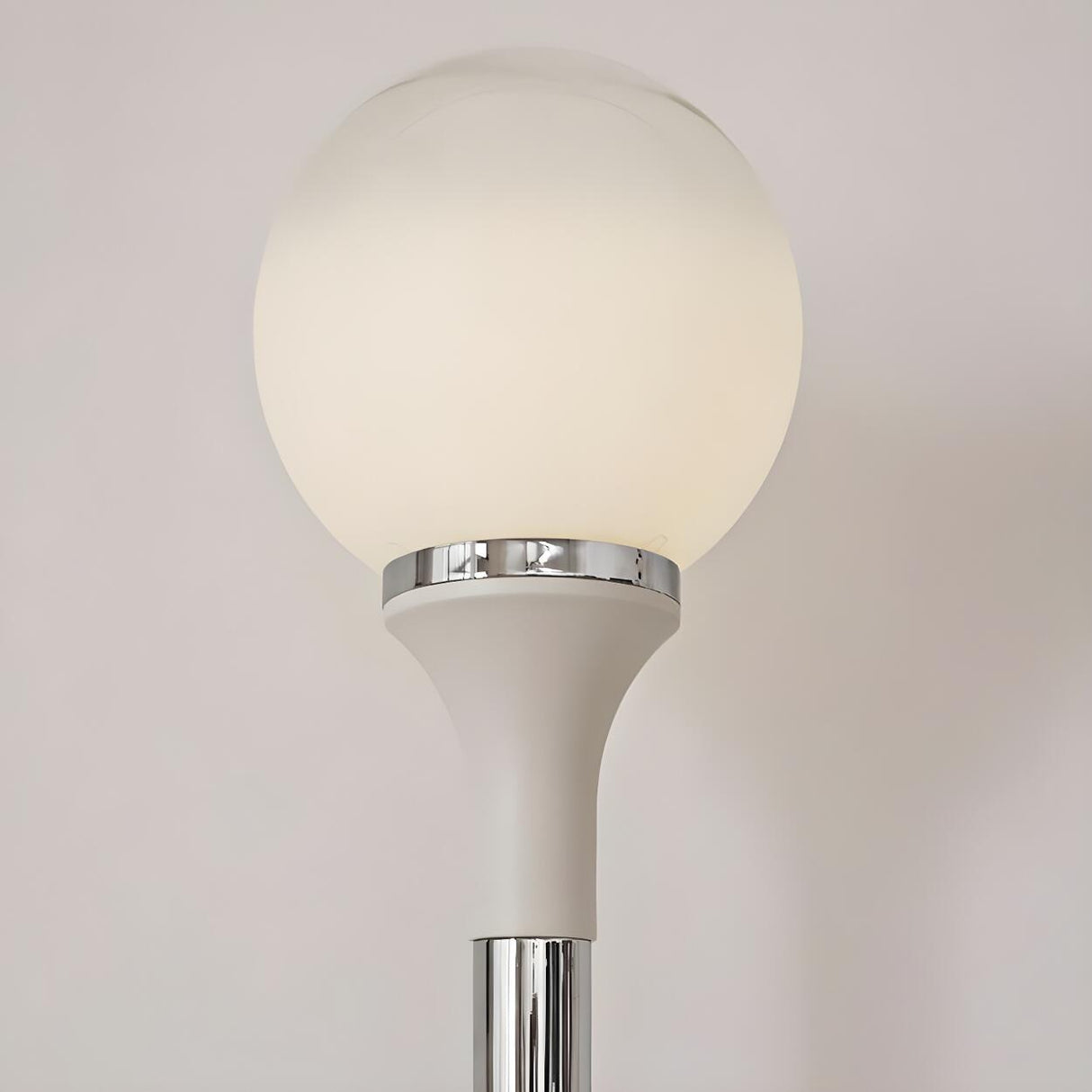 Vintage White Globe and Space Age Bamboo Floor Lamp Image - 7