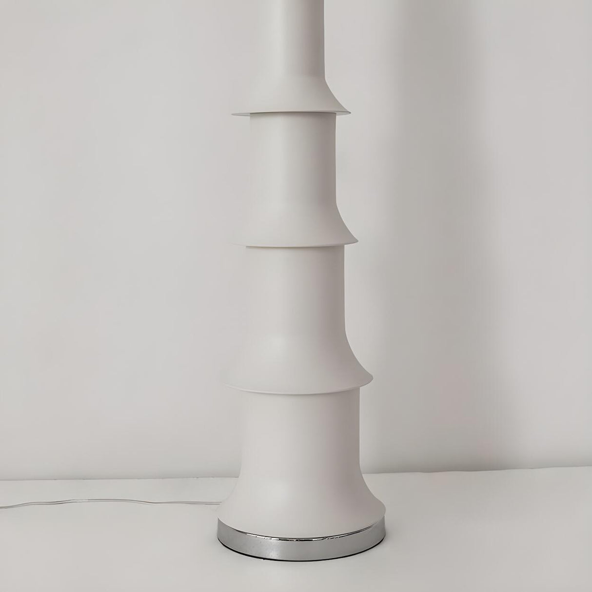 Vintage White Globe and Space Age Bamboo Floor Lamp Image - 9