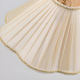 Vintage White Pleated Shade Wooden LED Floor Lamp Image - 10