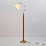 Vintage White Pleated Shade Wooden LED Floor Lamp Image - 8